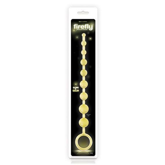 Желтая анальная цепочка-елочка Pleasure Beads - 30 см. - термопластичный эластомер (TPE)
