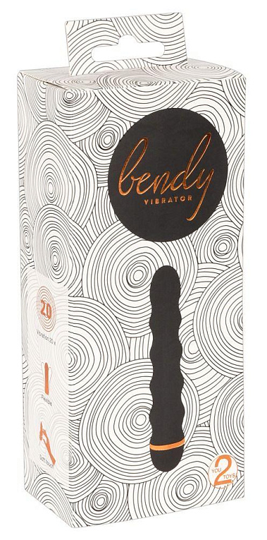 Чёрный вибратор Bendy Wavy с волнами на тельце - 17 см. от Intimcat
