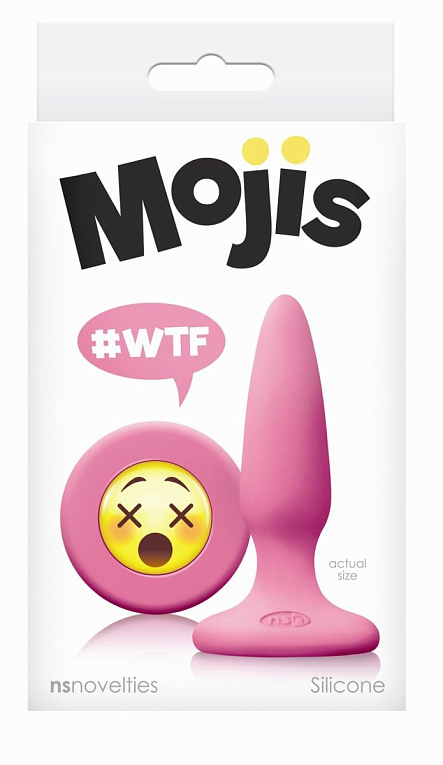 Розовая силиконовая пробка Emoji Face WTF - 8,6 см. - силикон