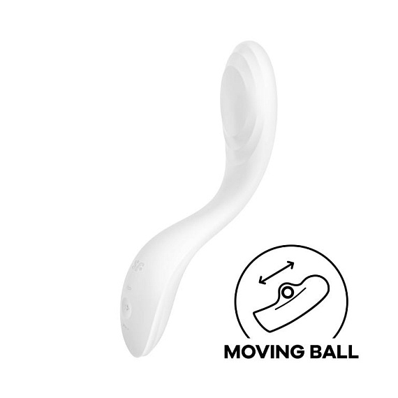 Белый вибромассажер Rrrolling Pleasure с движущимся шариком - 23 см. Satisfyer