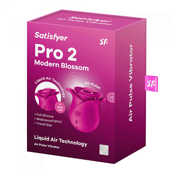 Ярко-розовый вакуум-волновой стимулятор Pro 2 Modern Blossom - силикон