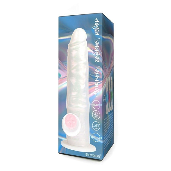 Белый вибратор-реалистик со световыми эффектами - 20,5 см. от Intimcat