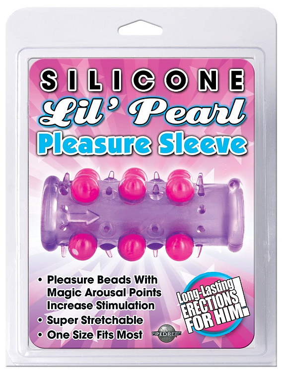 Фиолетовая насадка Silicone Lil  Pearl Pleasure Sleeve - силикон