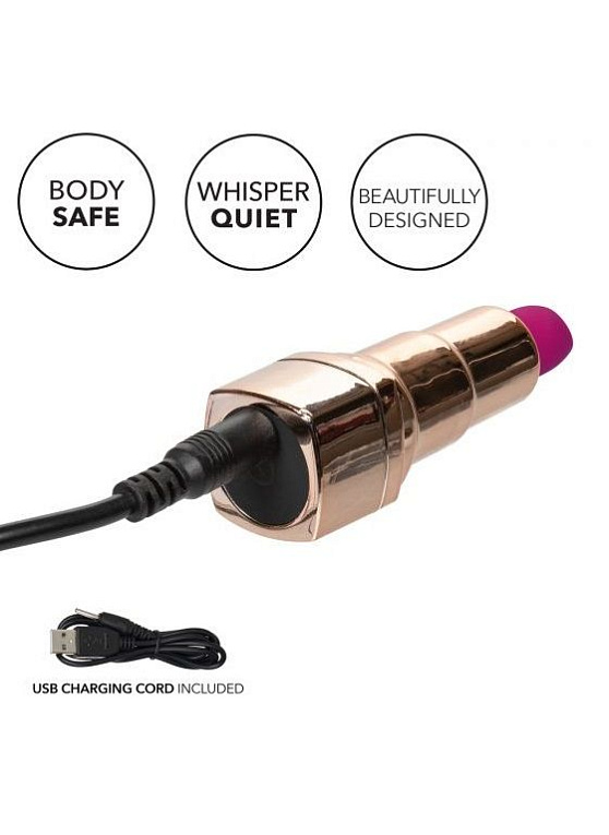 Золотистый вибратор-помада с пурпурным мягким кончиком Hide   Play Rechargeable Lipstick от Intimcat
