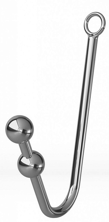 Анальный крюк с 2 шариками, фиксацией, ошейником и наручниками - металл