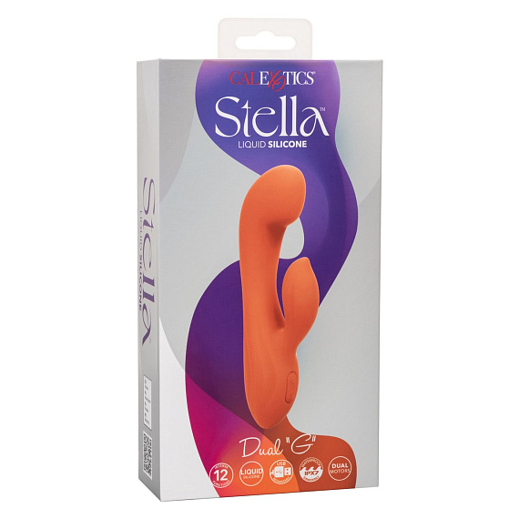 Оранжевый вибромассажер Stella Liquid Silicone Dual “G” - 17,75 см. от Intimcat