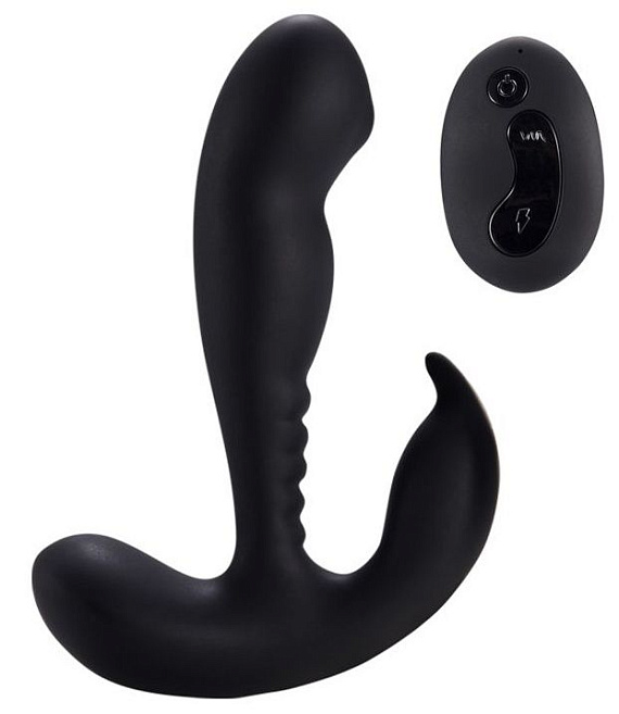 Черный стимулятор простаты Remote Control Prostate Stimulator with Rolling Ball - 13,3 см.