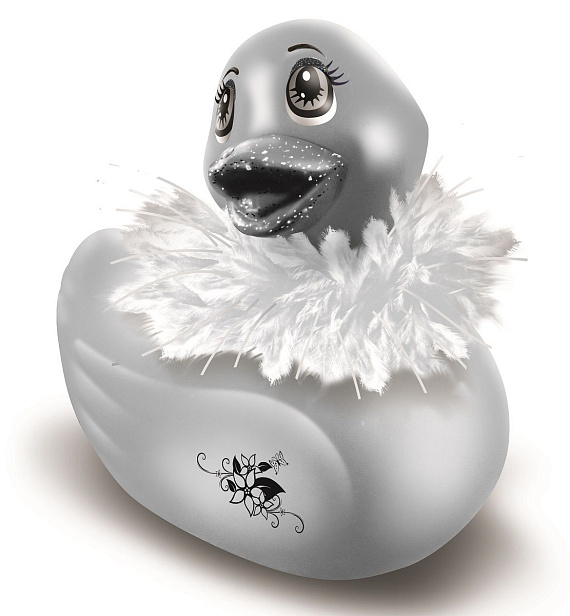 Серебристая уточка вибратор I Rub My Duckie Paris Silver Travel Size - анодированный пластик (ABS)