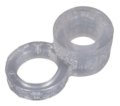 Прозрачное широкое эрекционное кольцо с подхватом мошонки