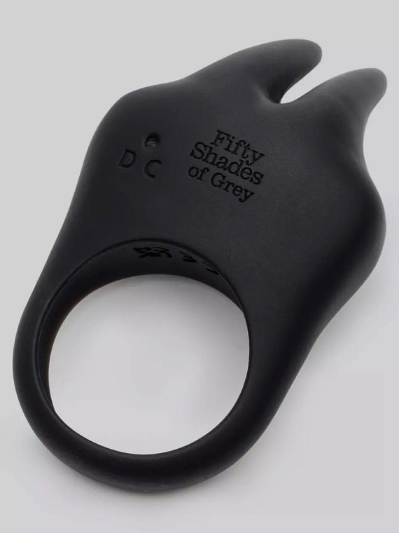 Черное эрекционное виброкольцо Sensation Rechargeable Vibrating Rabbit Love Ring - силикон