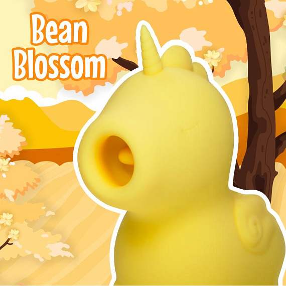 Желтый клиторальный вибромассажер Unihorn Bean Blossom с подвижным язычком - фото 6