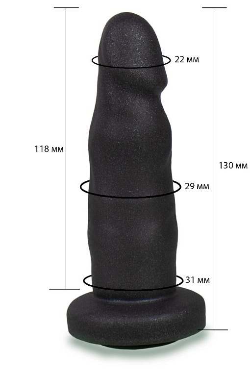 Черная реалистичная насадка-фаллоимитатор с головкой - 13 см. - поливинилхлорид (ПВХ, PVC)