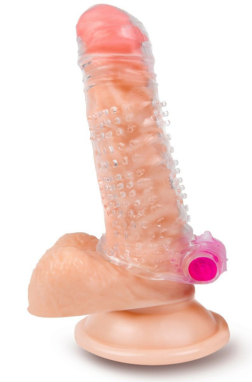 Прозрачная насадка на пенис с шипами и вибропулькой - 13 см. - гель