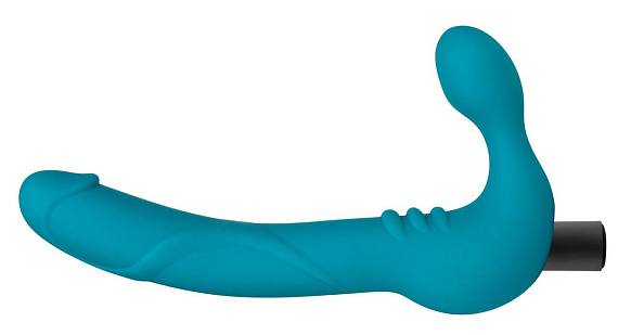 Бирюзовый безремневой страпон Luna Strapless Silicone Dildo - 22,86 см. от Intimcat