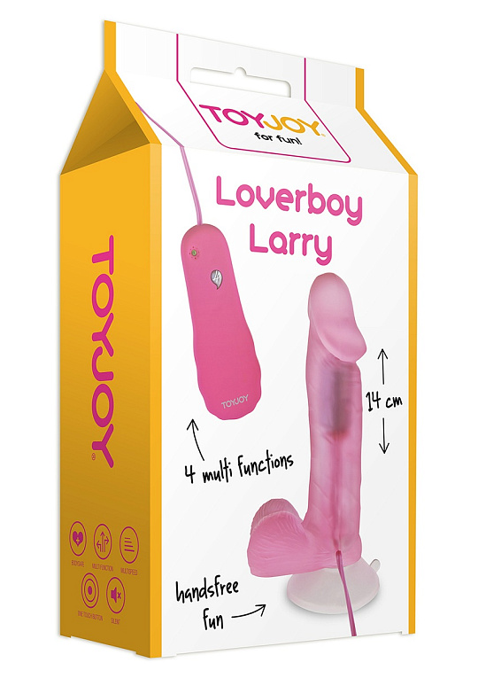 Розовый вибратор на присоске LOVERBOY LARRY - 14 см. - поливинилхлорид (ПВХ, PVC)