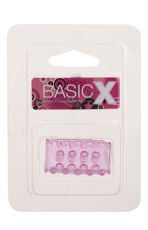 Розовая насадка на пенис с шишечками BASICX TPR SLEEVE PINK - термопластичная резина (TPR)