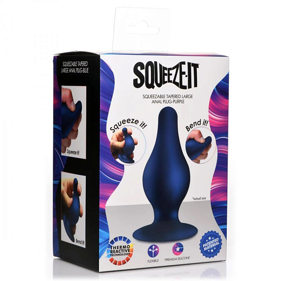 Синяя анальная пробка Squeezable Tapered Large Anal Plug - 10,4 см. от Intimcat