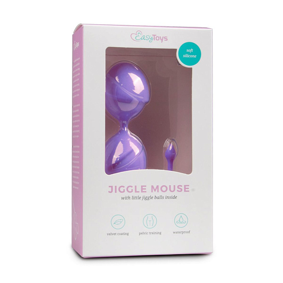 Фиолетовые вагинальные шарики Jiggle Mouse - силикон