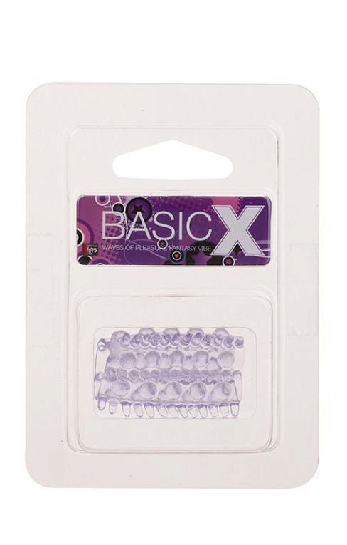 Фиолетовая насадка на пенис с шипиками и шишечками BASICX TPR SLEEVE PURPLE - термопластичная резина (TPR)