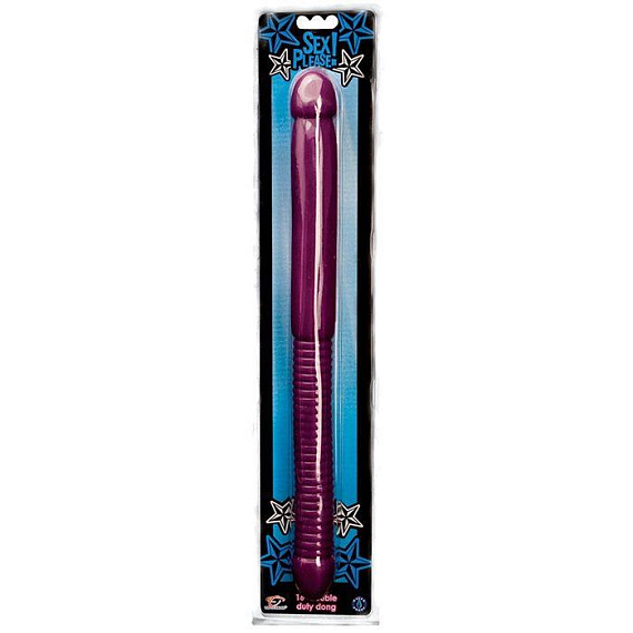 Фиолетовый двусторонний фаллоимитатор Sex Please! 16 Double Duty Dong - 40 см. - поливинилхлорид (ПВХ, PVC)