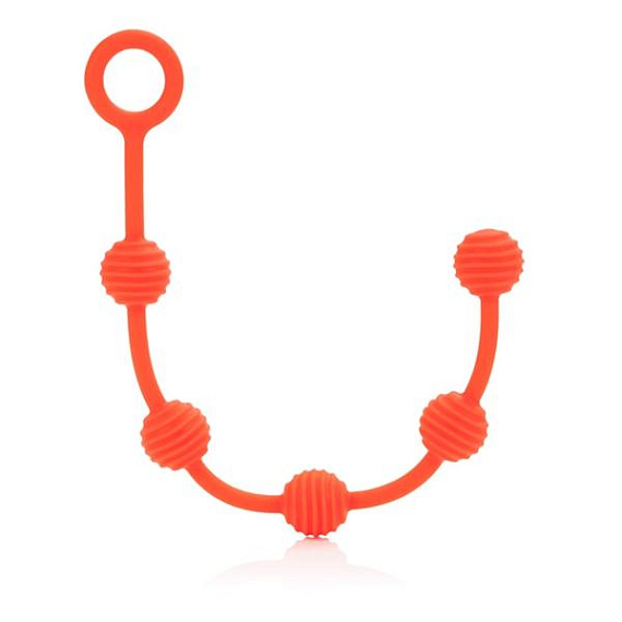 Набор оранжевых анальных цепочек Posh Silicone O Beads - фото 5