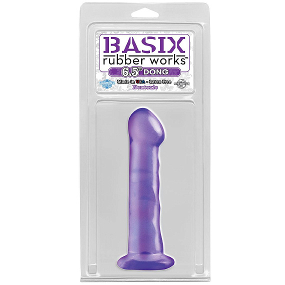 Полупрозрачный фиолетовый фаллоимитатор Basix - 16,5 см. - поливинилхлорид (ПВХ, PVC)