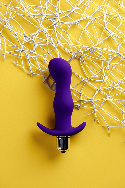 Фиолетовая изогнутая анальная вибропробка - 12,9 см. - фото 9