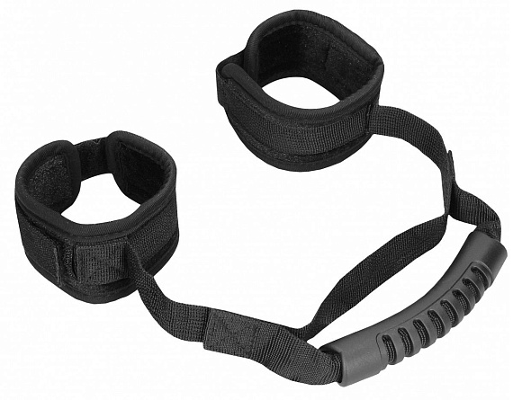Черные наручники V V Adjustable Handcuffs with Handle - полиэстер