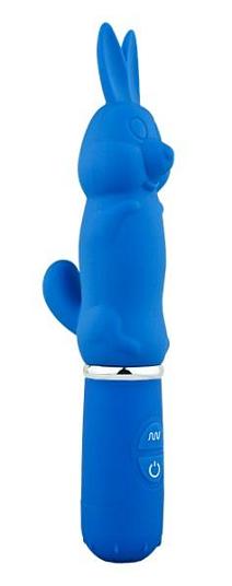 Голубой вибростимулятор в форме кролика 10 Function Rabbit - 19 см.