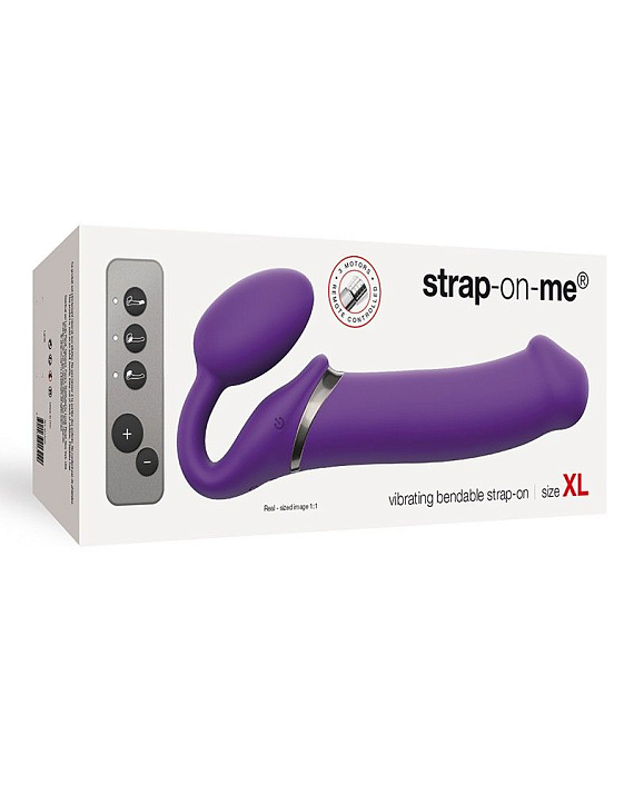 Фиолетовый безремневой вибрострапон Silicone Bendable Strap-On - size XL - фото 6