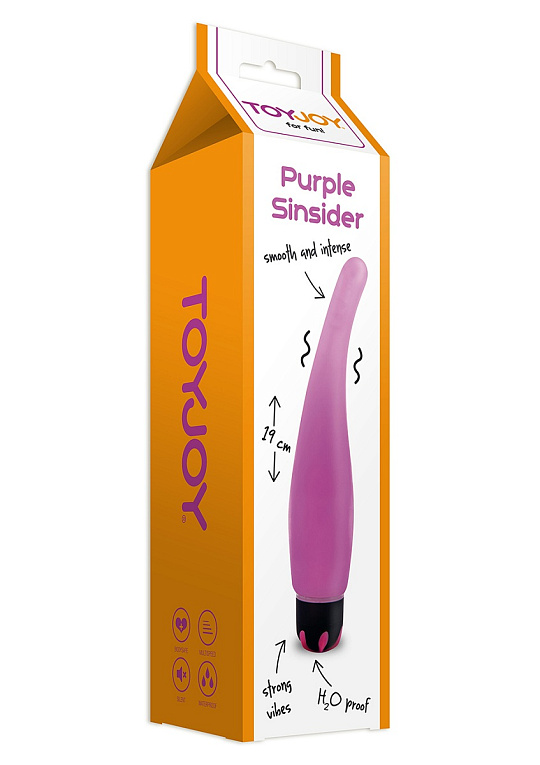 Фиолетовый вибратор Sinsider с тонким кончиком - 19 см. - термопластичная резина (TPR)