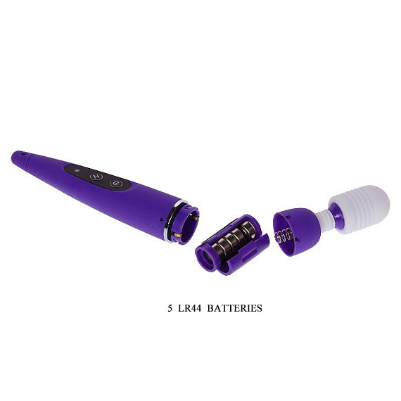 Фиолетовый вибростимулятор с насадками - 17,6 см. - фото 6