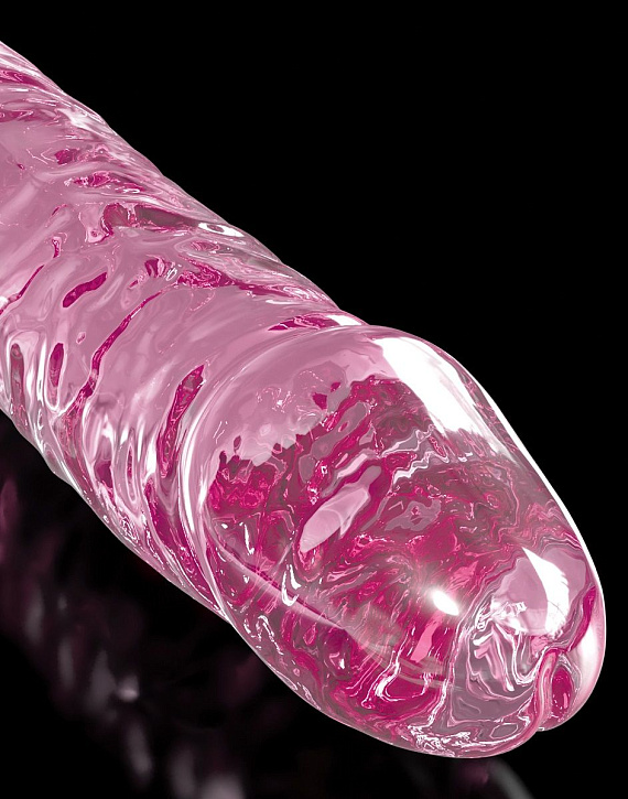 Розовый стеклянный фаллоимитатор Icicles №86 с силиконовой присоской - 17 см. от Intimcat