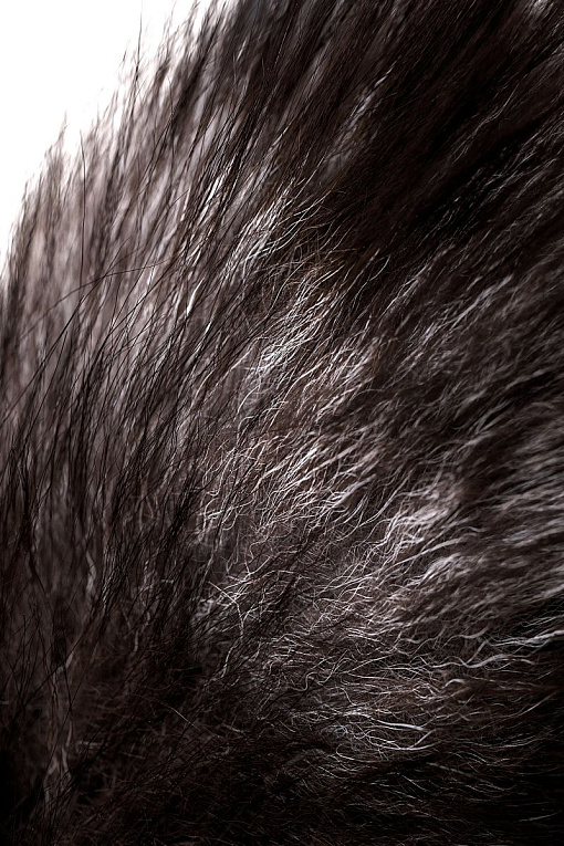 Черная анальная втулка с хвостом чернобурой лисы - размер М - фото 8