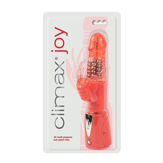 Красный вибромассажер Climax Joy 3X Multi-Purpose Rabbit Vibe - 23,5 см. - фото 5