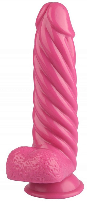 Розовый реалистичный винтообразный фаллоимитатор на присоске - 21 см. от Intimcat
