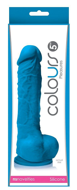 Голубой фаллоимитатор Colours Pleasures 5  Dildo на присоске - 17,8 см. - силикон