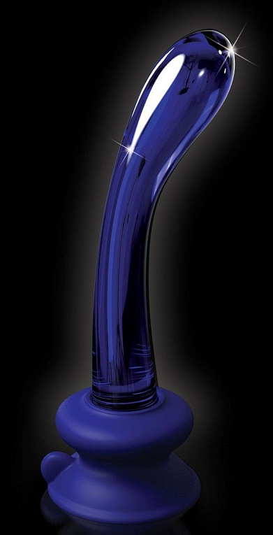 Синий стеклянный стимулятор Icicles №89 с силиконовой присоской - 18 см. Pipedream