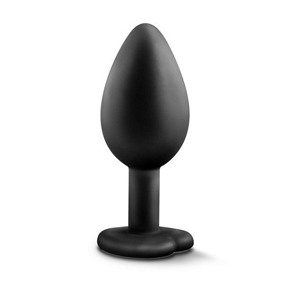Черная анальная втулка с прозрачным кристаллом в виде сердечка Bling Plug Small - 7,6 см. Blush Novelties