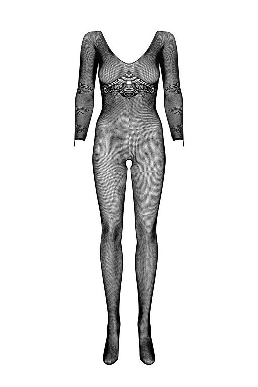 Эффектный сетчатый женский комбинезон с рисунком от Intimcat