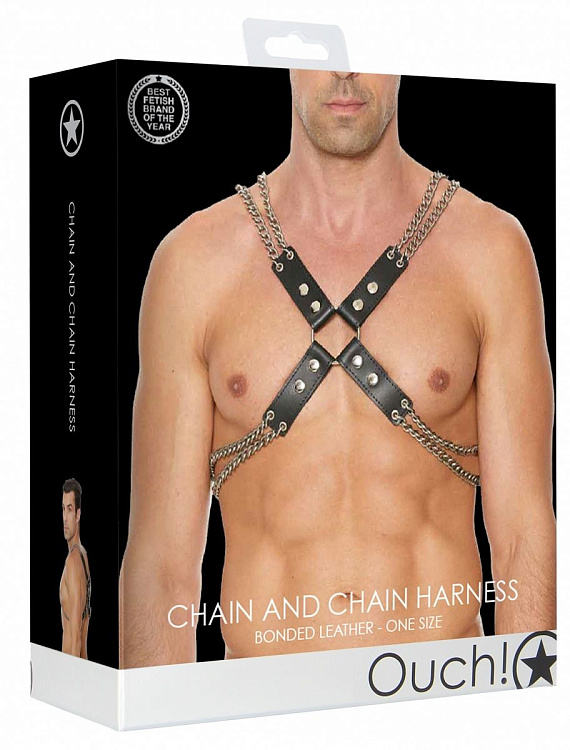 Черная мужская портупея Chain And Chain Harness - фото 5