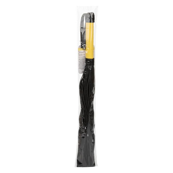 Черная плеть с желтой рукоятью Boundless Flogger - 69,25 см. - полиуретан