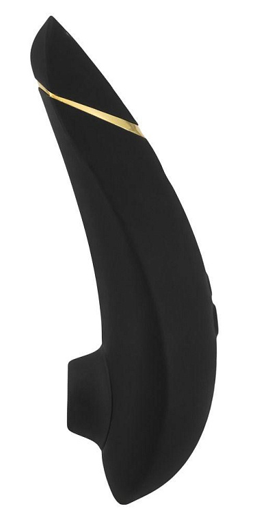Чёрный бесконтактный клиторальный стимулятор Womanizer Premium - анодированный пластик, силикон