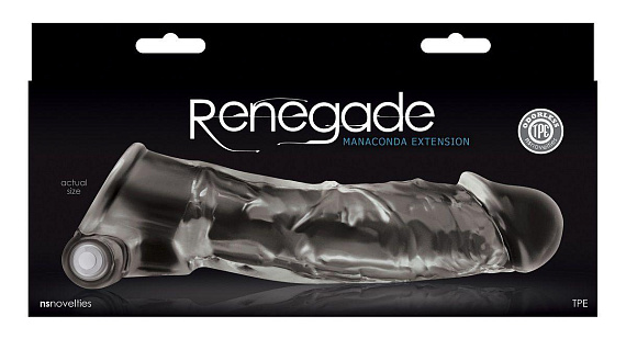 Прозрачная насадка с закрытой головкой и вибрацией Renegade Manaconda - 18,3 см. - термопластичный эластомер (TPE)