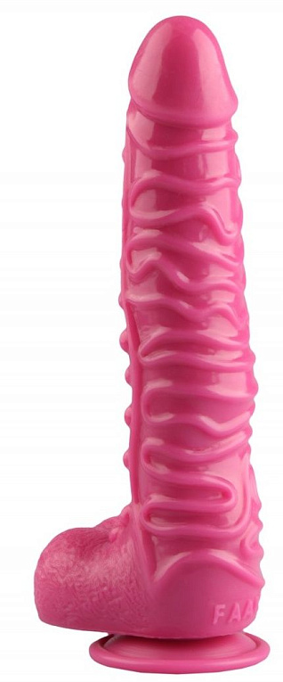 Розовый реалистичный фаллоимитатор на присоске - 26,5 см. от Intimcat