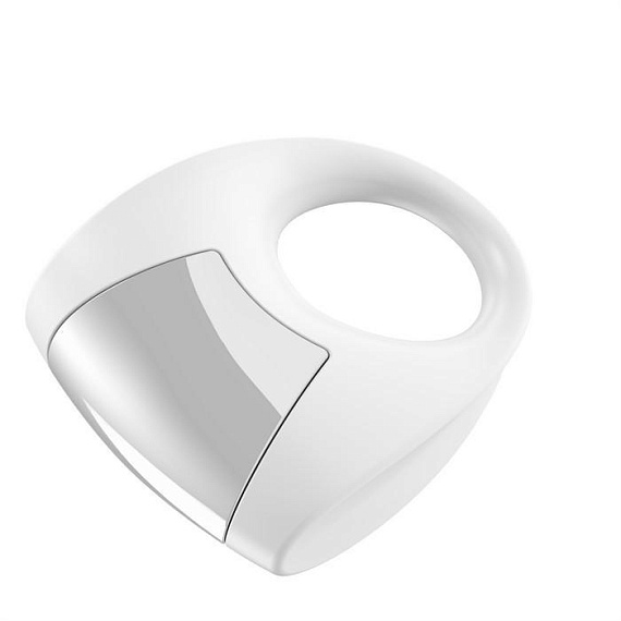 Белое эрекционное кольцо B8 с вибрацией - силикон