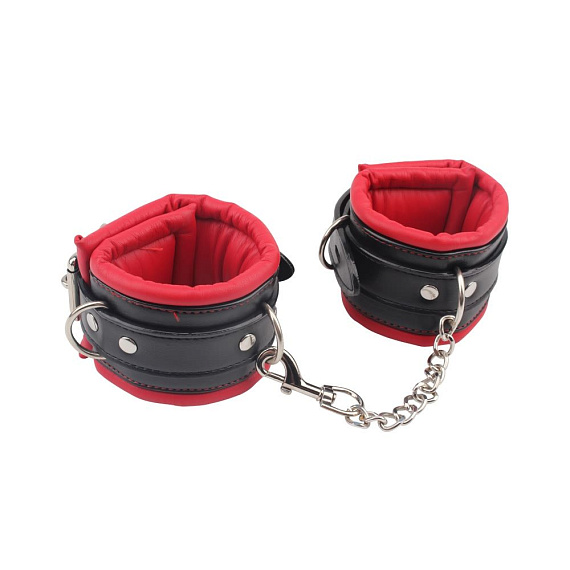 Черно-красные кожаные оковы Super Soft Ankle Cuffs - искусственная кожа