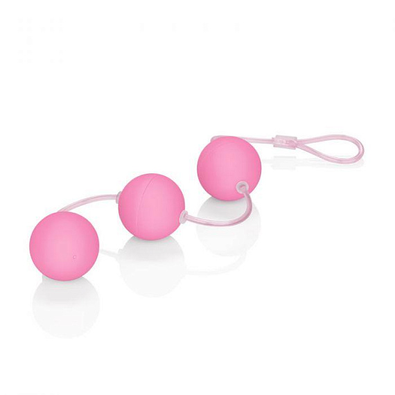 Три розовых вагинальных шарика FIRST TIME - анодированный пластик (ABS)