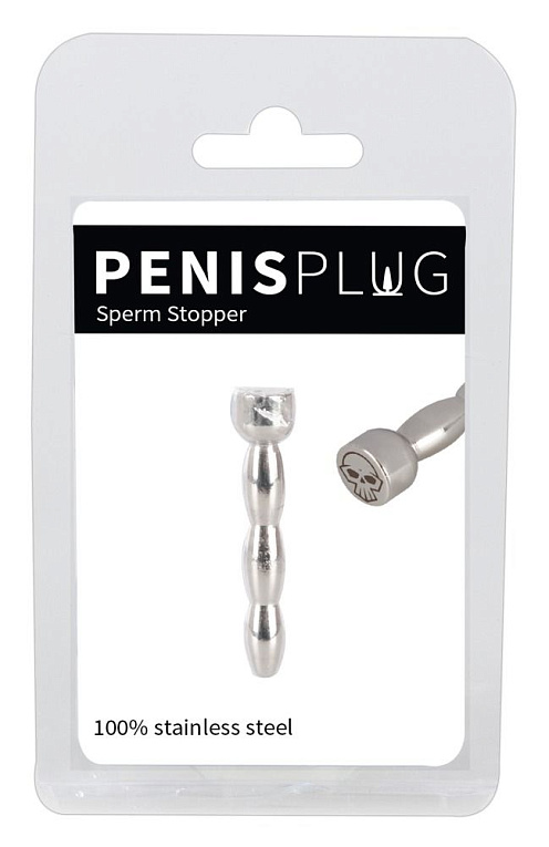 Металлический уретральный плаг Penis Plug Sperm Stopper Skull - металл