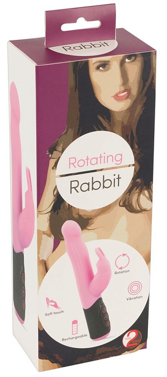 Розовый вибратор-кролик с ротацией Rotating Rabbit - 21,7 см. Orion
